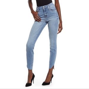 GOOD AMERICAN GOOD LEGS CASCADE HEM SKINNY JEANS GAGLCH103 BLUE605 LIGHT WASH